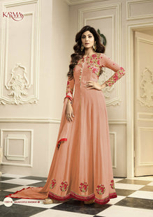 Orange Georgette Embroieded Anarkali Salwar Suit & Chiffon Dupatta