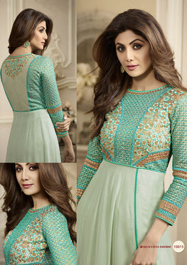 Light Green Georgette Embroieded Anarkali Salwar Suit & Chiffon Dupatta