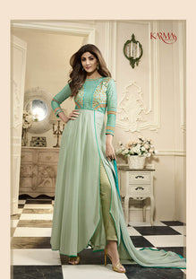 Light Green Georgette Embroieded Anarkali Salwar Suit & Chiffon Dupatta
