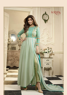 Light Green Georgette Embroieded Anarkali Salwar Suit & Chiffon Dupatta