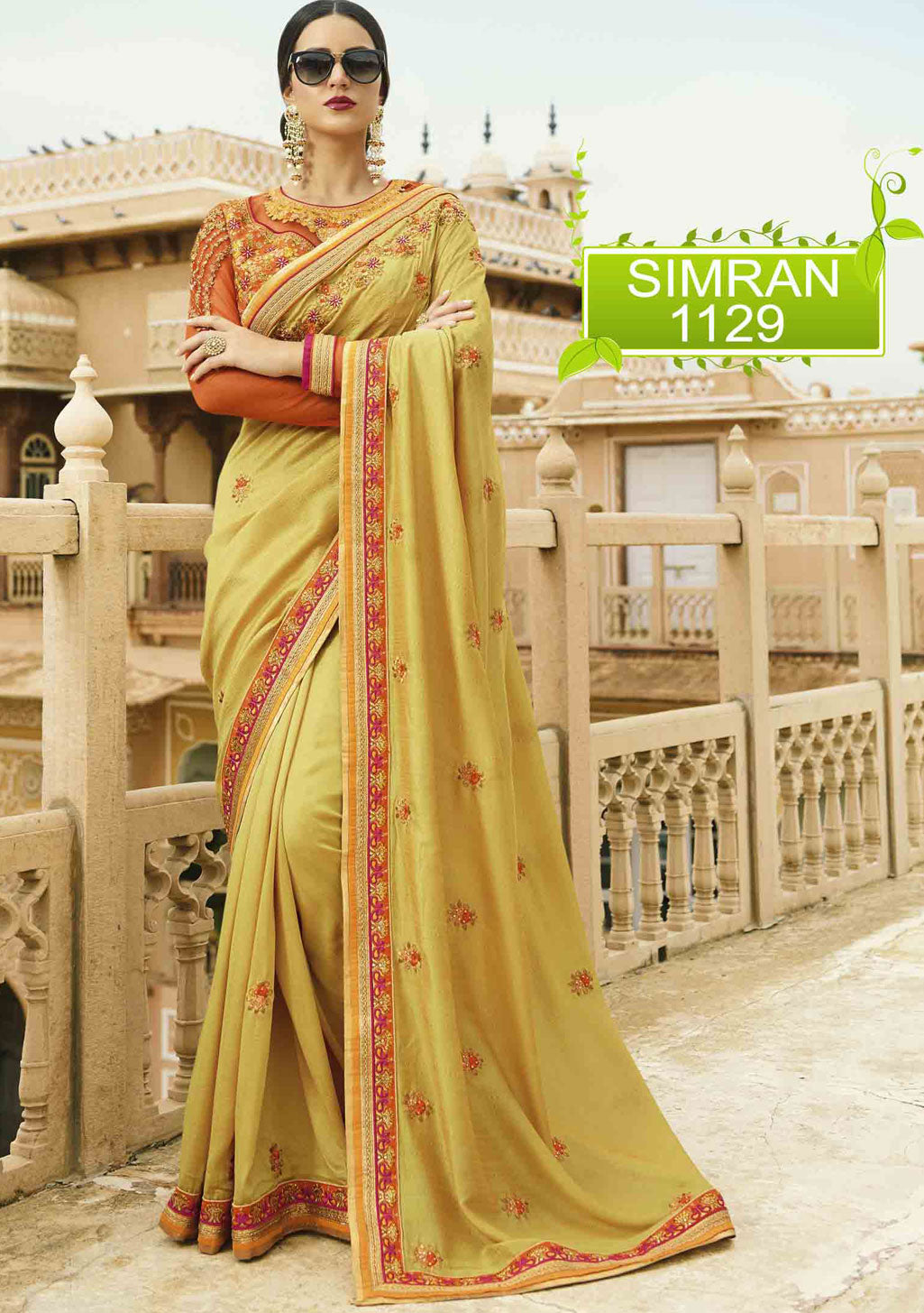 Mehndi Green Magic silk Saree with Heavy Zari, resham embroidery and stone work