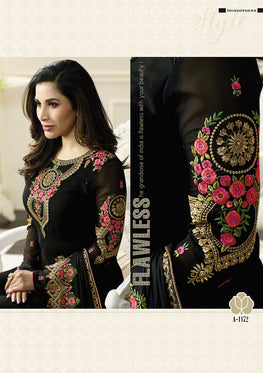 Black Georgette Embroieded Salwar Suit & Chiffon Embroieded Dupatta