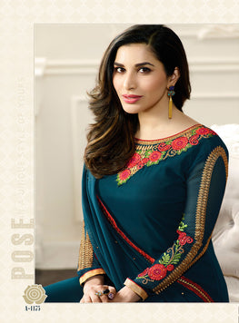 Blue Georgette EmbroiededSalwar Suit & Chiffon Embroieded Dupatta