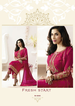 Rani Georgette Top With Chiffon Embroieded Dupatta