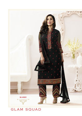 Black Georgette Top With  Chiffon  Embroieded Dupatta